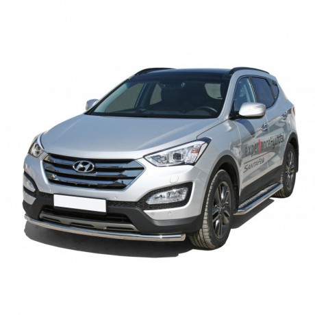 Защита порогов с алюминиевым листом (d63,5) для Hyundai Santa Fe (2012-2016)(Окрашенное) купить недорого с доставкой в Волжск