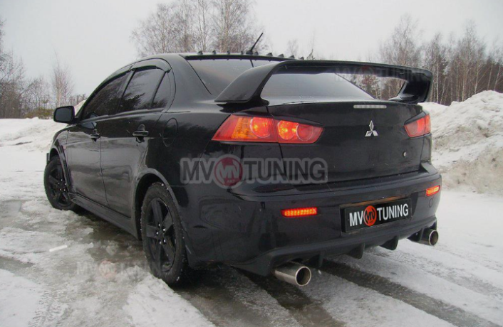 Накладка (юбка) заднего бампера "EVO" var №1 для Mitsubishi Lancer X (2007-2016) купить недорого с доставкой в Волжск