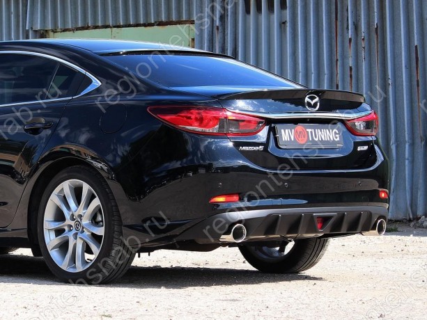 Диффузор заднего бампера var №2 (с килями + стоп сигнал) для Mazda 6 (2013-н.в.) купить недорого с доставкой в Волжск