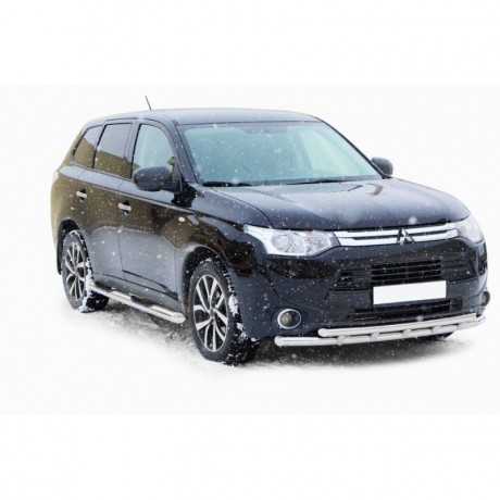 Защита порогов «Труба с проступью» (d76) для Mitsubishi Outlander (2014-2016)(Окрашенное) купить недорого с доставкой в Волжск