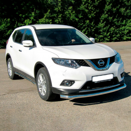 Защита переднего бампера одинарная d63мм (НПС) Nissan X-Trail (2015-н.в.) купить недорого с доставкой в Волжск